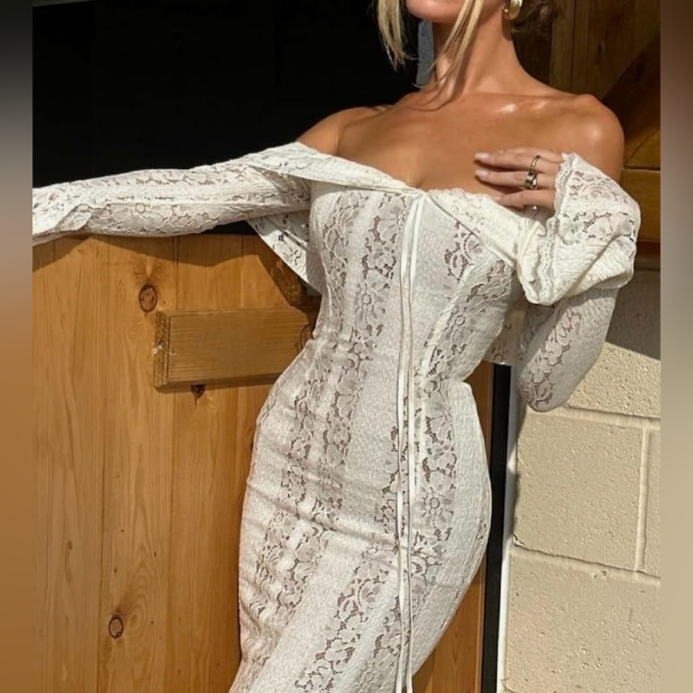White Lace Dress for Women Off The Shoulder Maxi dress